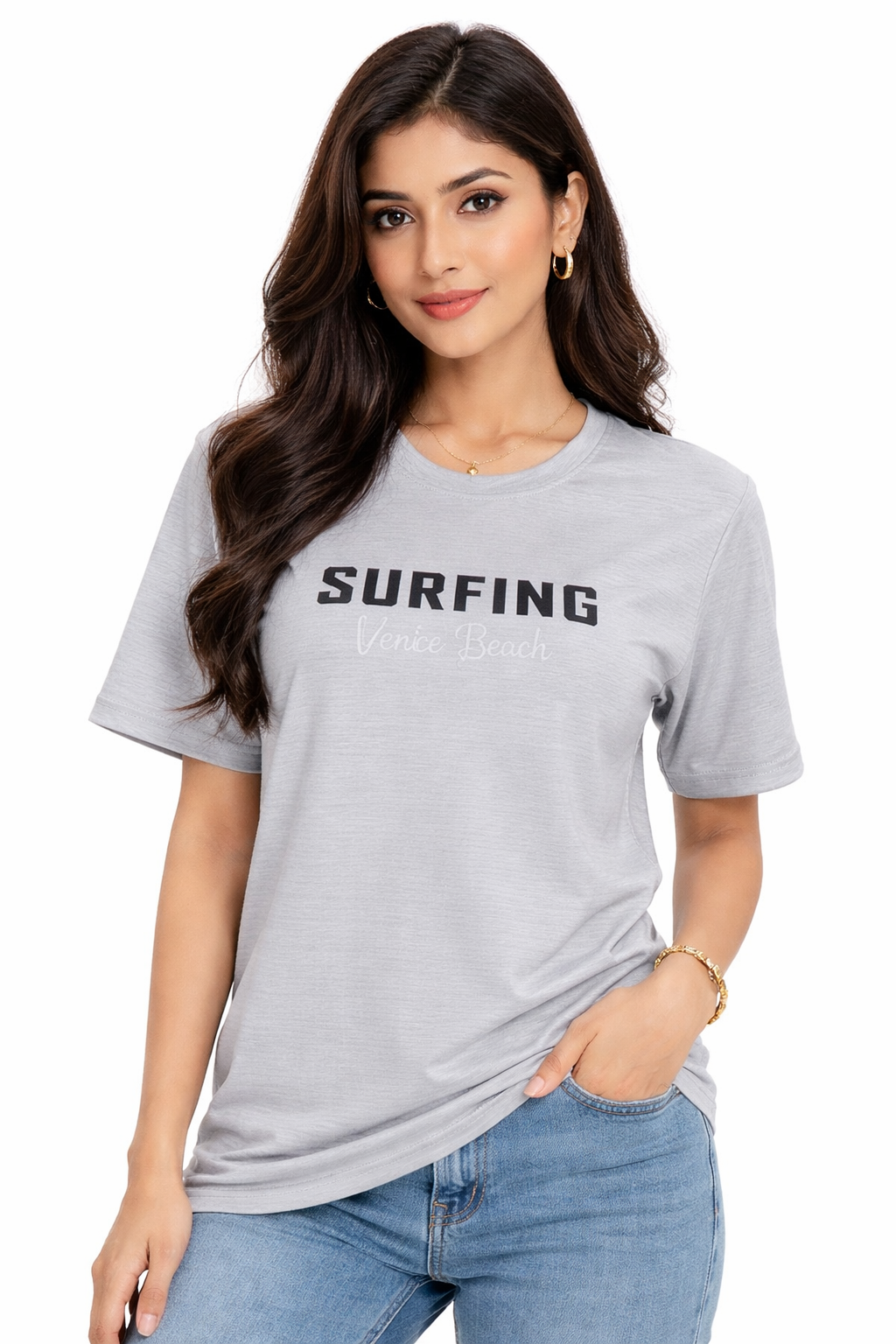 Women’s Grey Textured T-Shirt