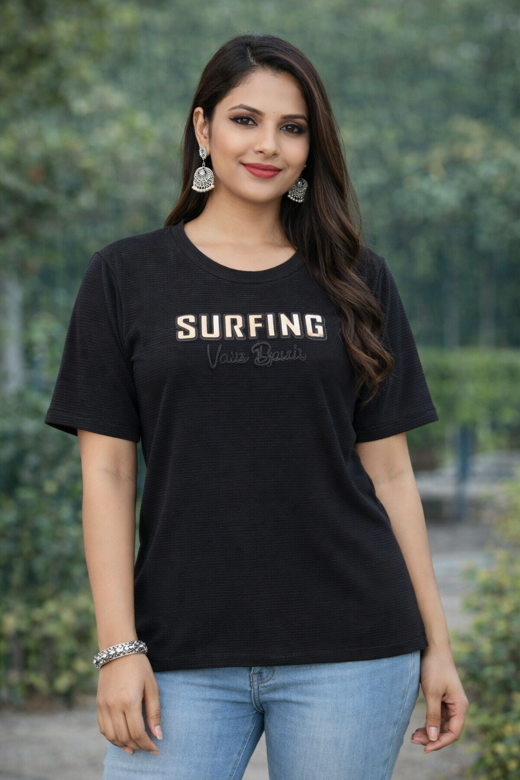 Women’s Ribbed Short-Sleeve T-Shirt – Black