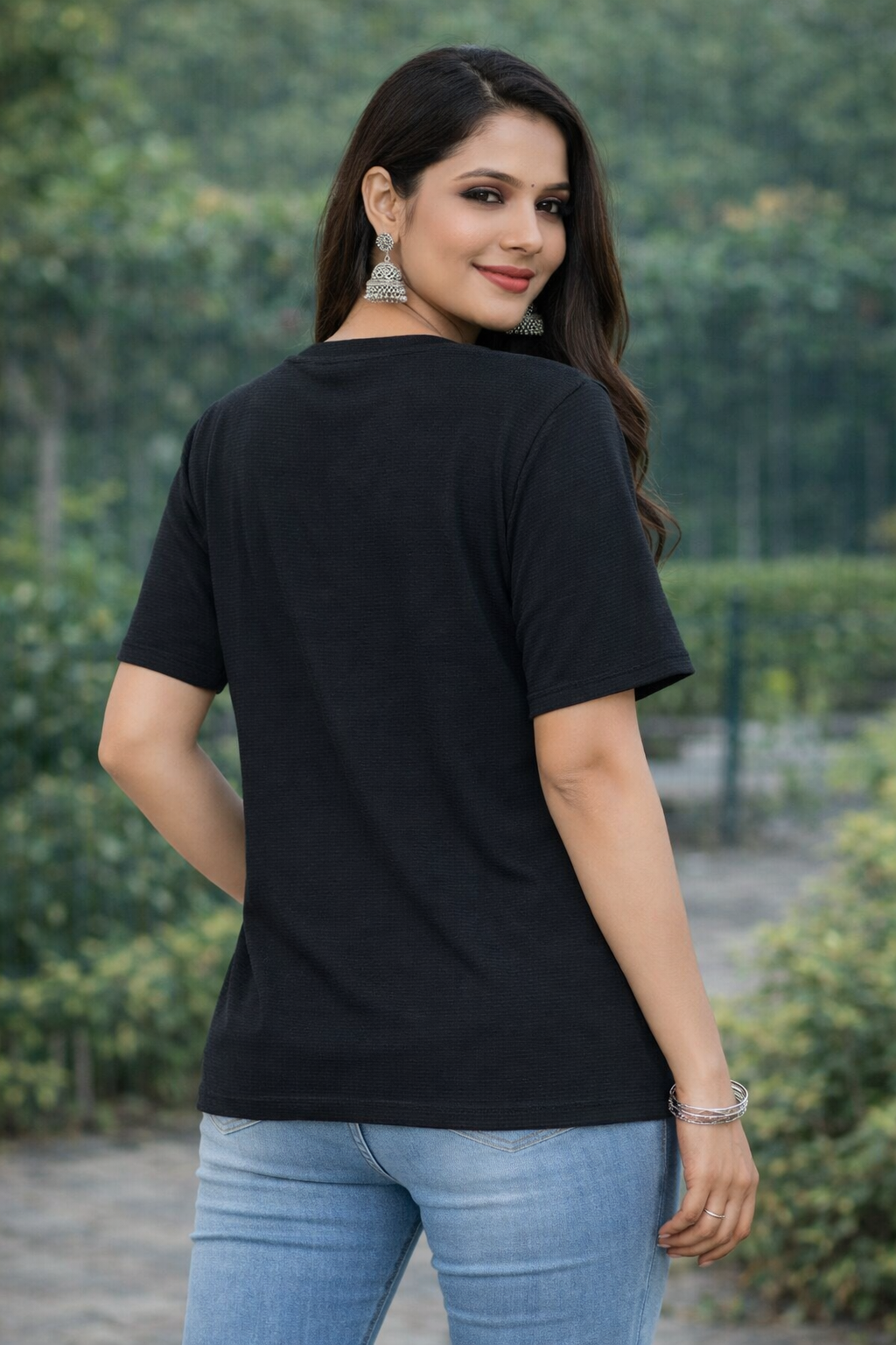 Women’s Ribbed Short-Sleeve T-Shirt – Black
