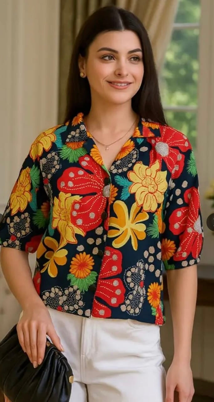 Women's Mauve Floral Textured Button-Down Shirt