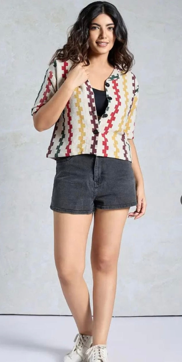 Women’s Pink & Mauve Textured Floral Button-Down Shirt