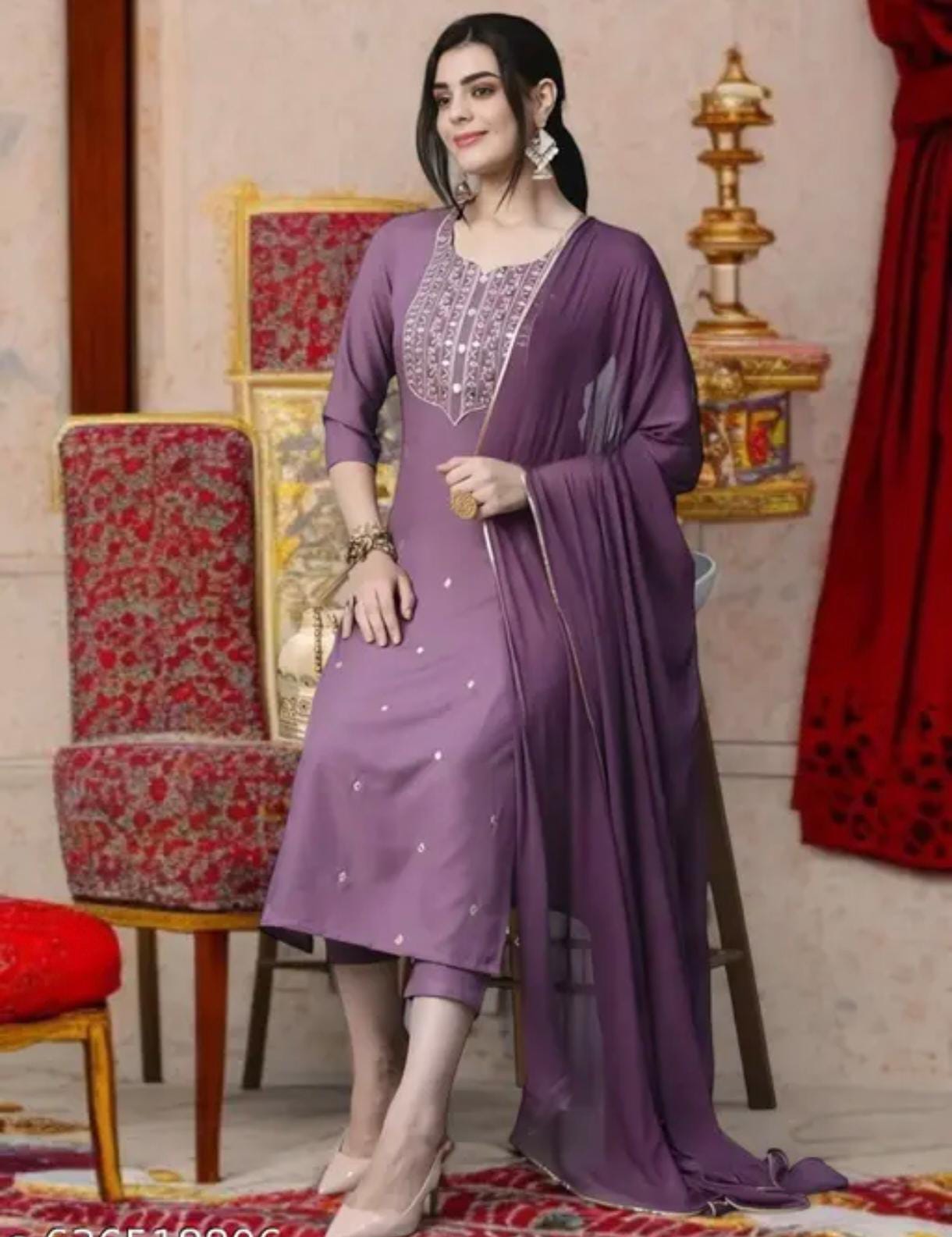 Lavender Purple Kurta Set with Elegant Dupatta