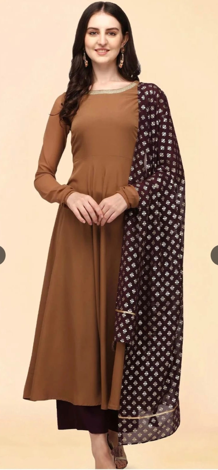 Earthy Brown & Plum Sequin Set