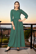 Dark Green Traditional Printed Gown
