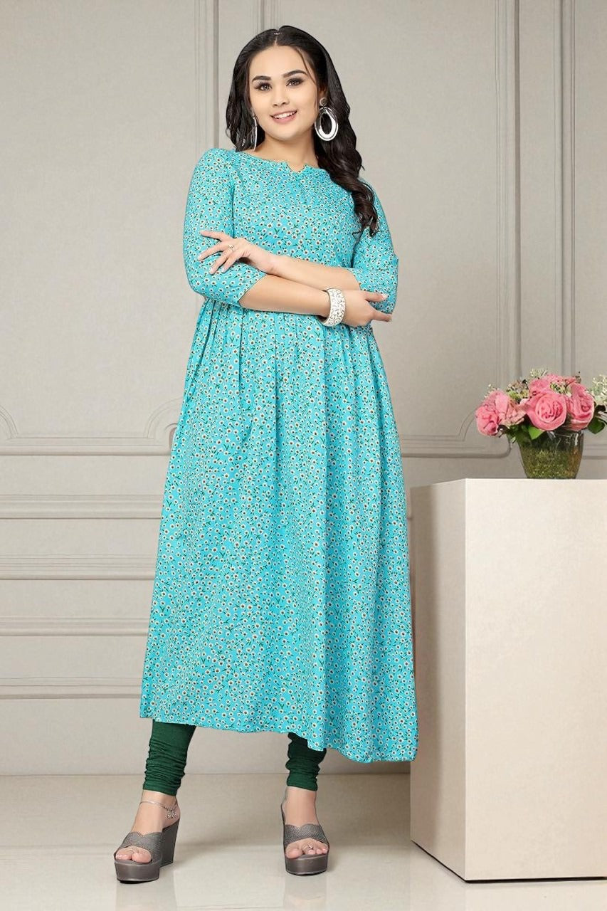 Sky Blue Floral Printed Gown