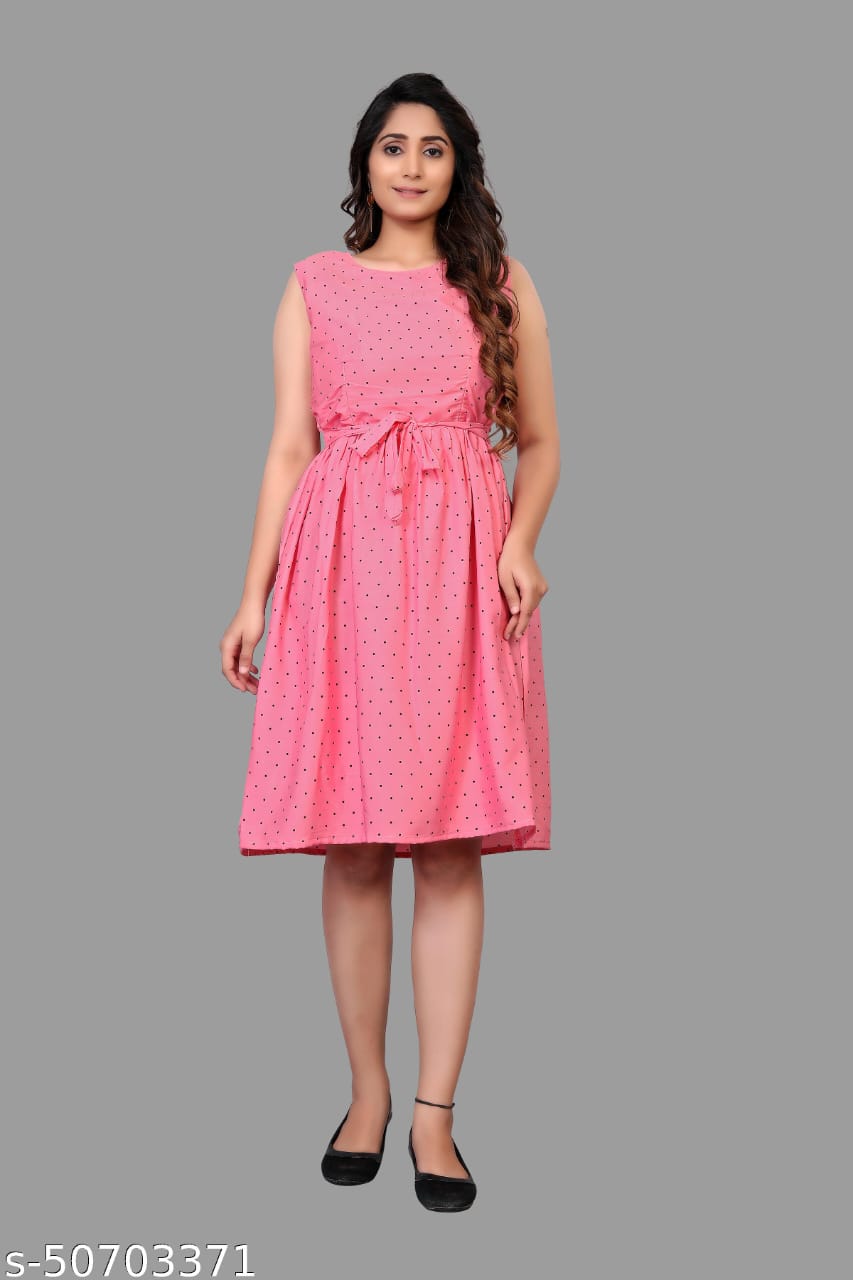 Pink Polka Dot Sleeveless Dress