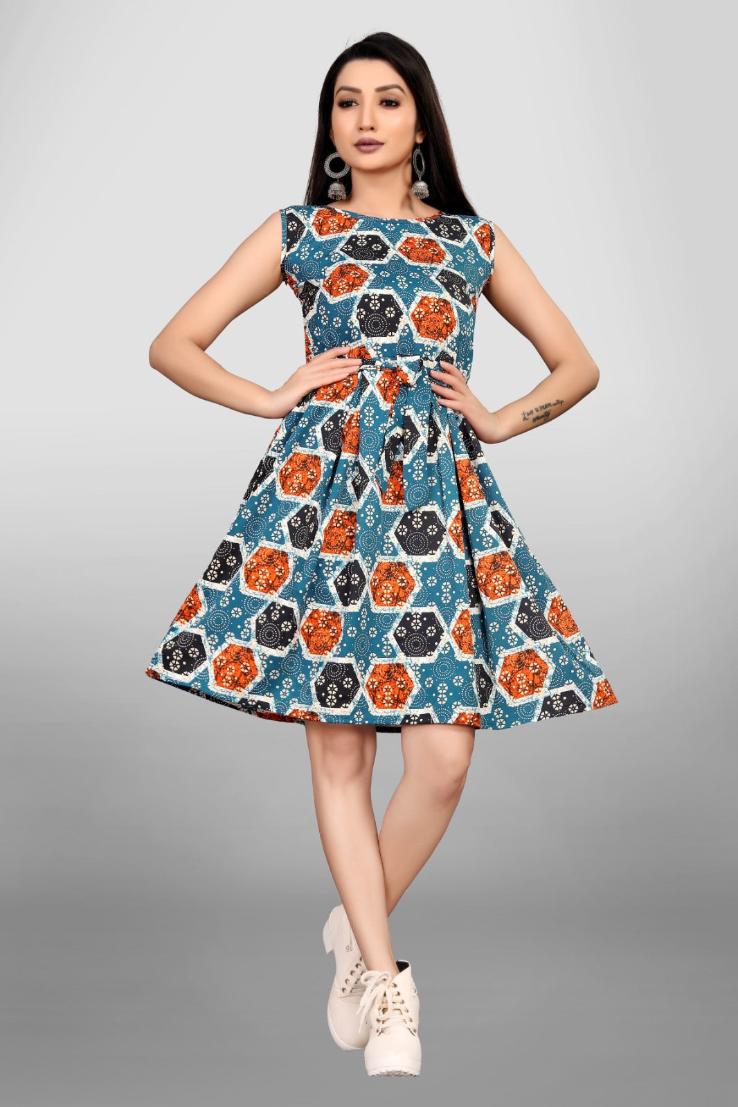 Multicolor Abstract Printed Dress